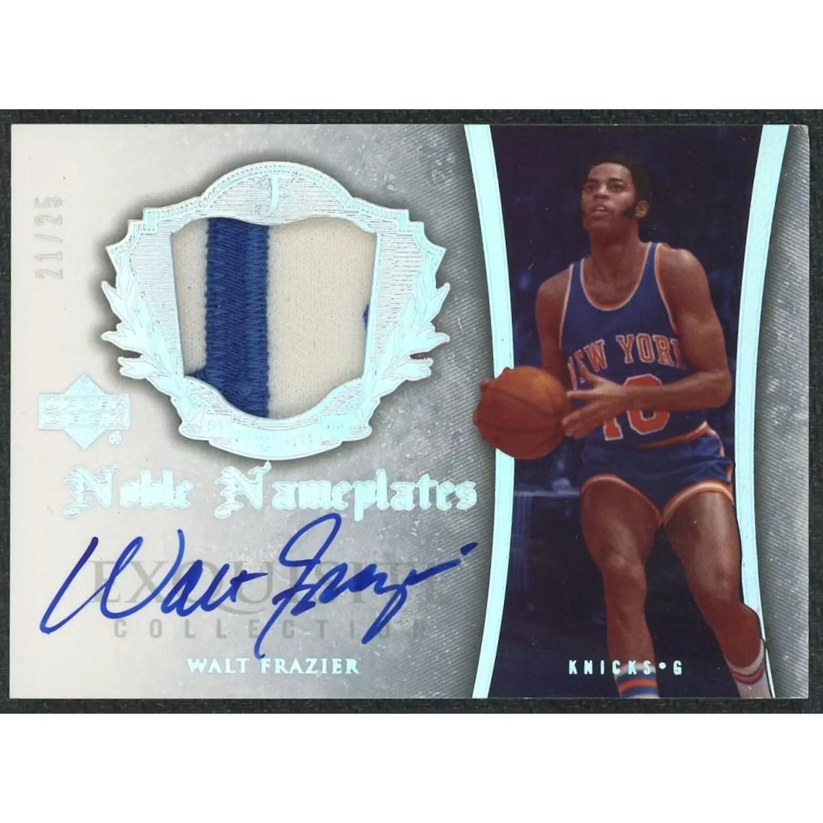 Walt Frazier Signed 2006 Upper Deck Exquisite Card | Noble Nameplates Auto/25