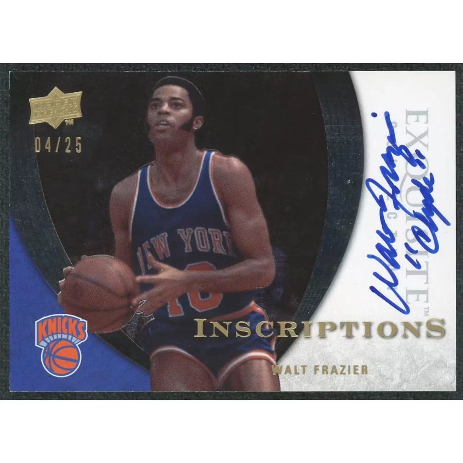 Walt Frazier Signed 2008 Upper Deck Exquisite Card | Inscriptions Auto/25