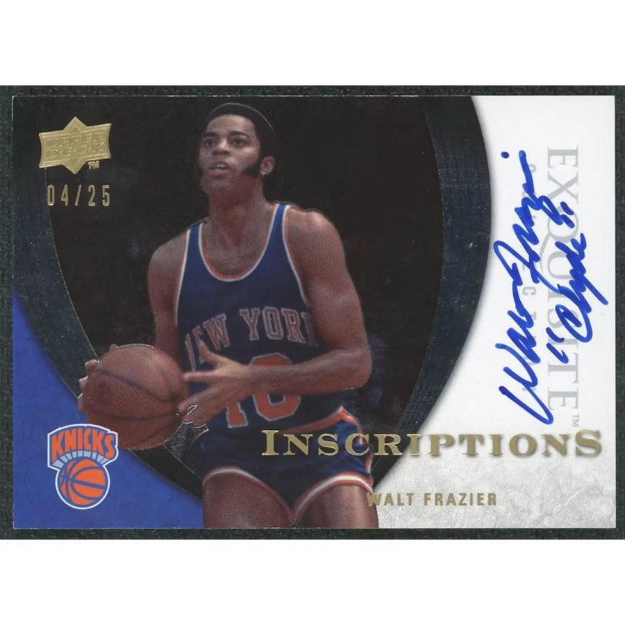 Walt Frazier Signed 2008 Upper Deck Exquisite Card | Inscriptions Auto/25