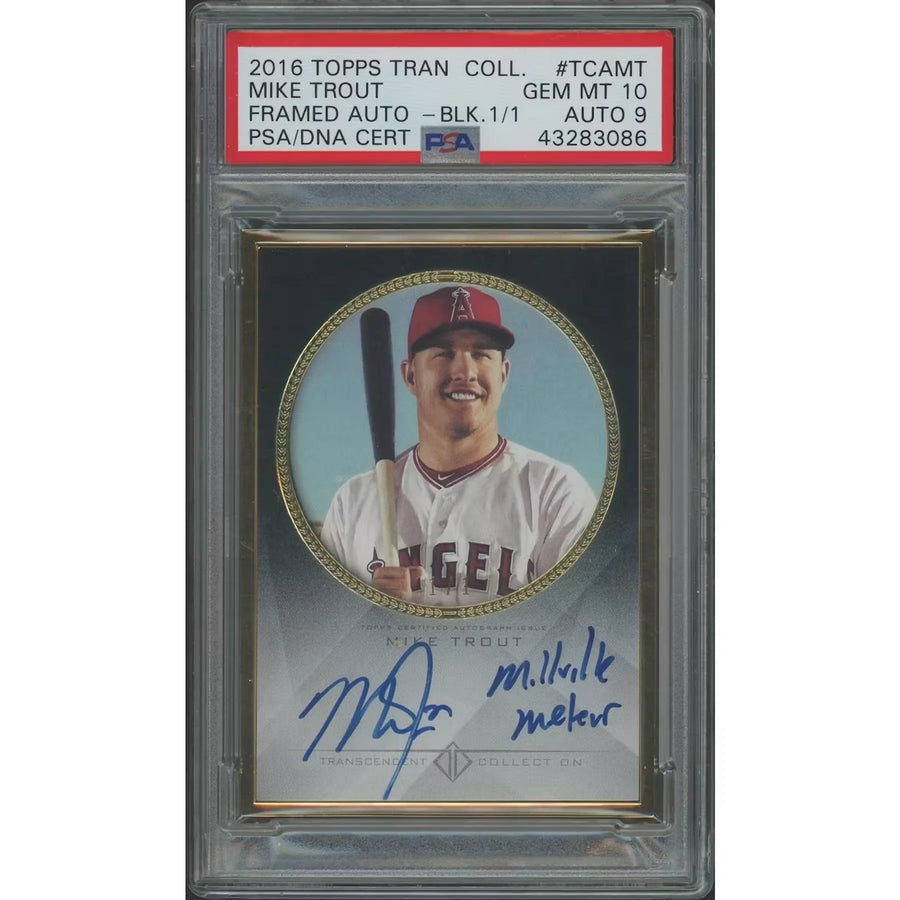Mike Trout Signed 2016 Topps Transcendent #1 Card | Black Auto PSA 10 Gem Mint
