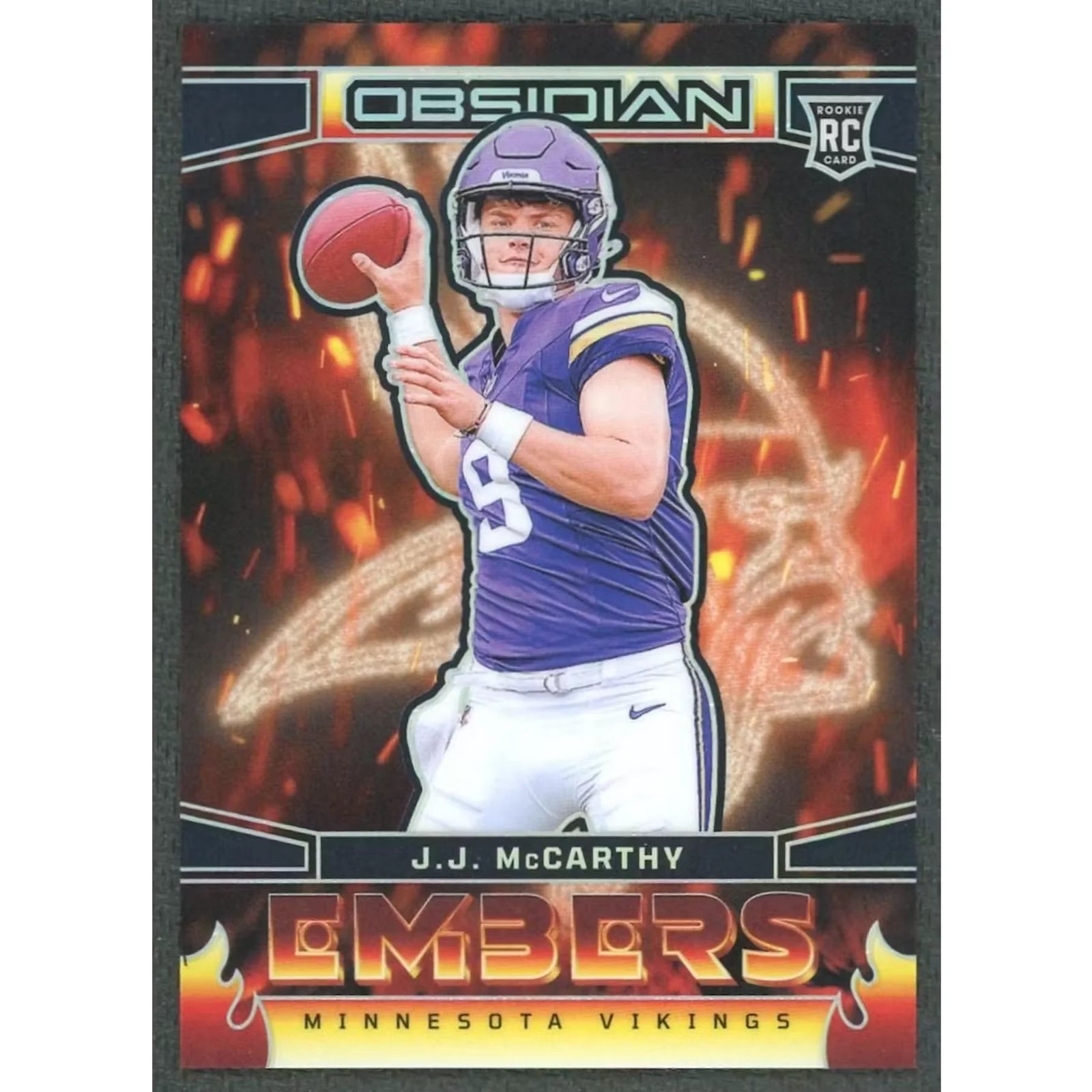 JJ McCarthy 2024 Panini Obsidian Embers Rookie Card #6