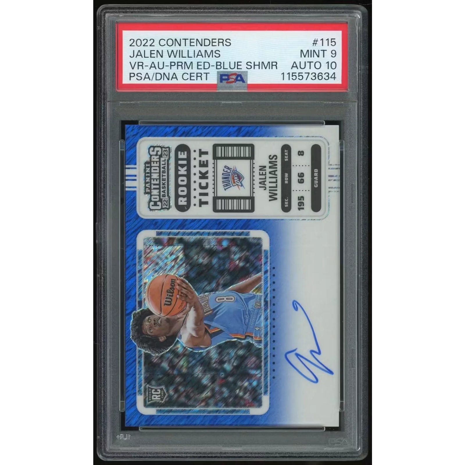 Jalen Williams Signed 2022-23 Contenders FOTL #115 Card | PSA 9 Auto 10
