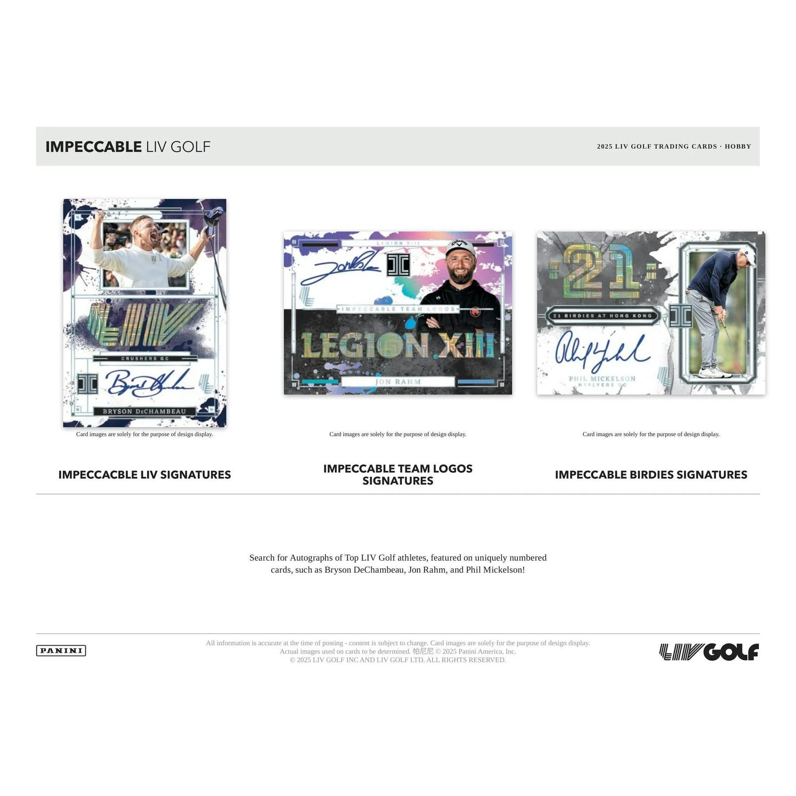 DRAFT - 2025 Panini Impeccable LIV Golf Hobby 3-Box Case | SKU BV9Y0IZLZQ