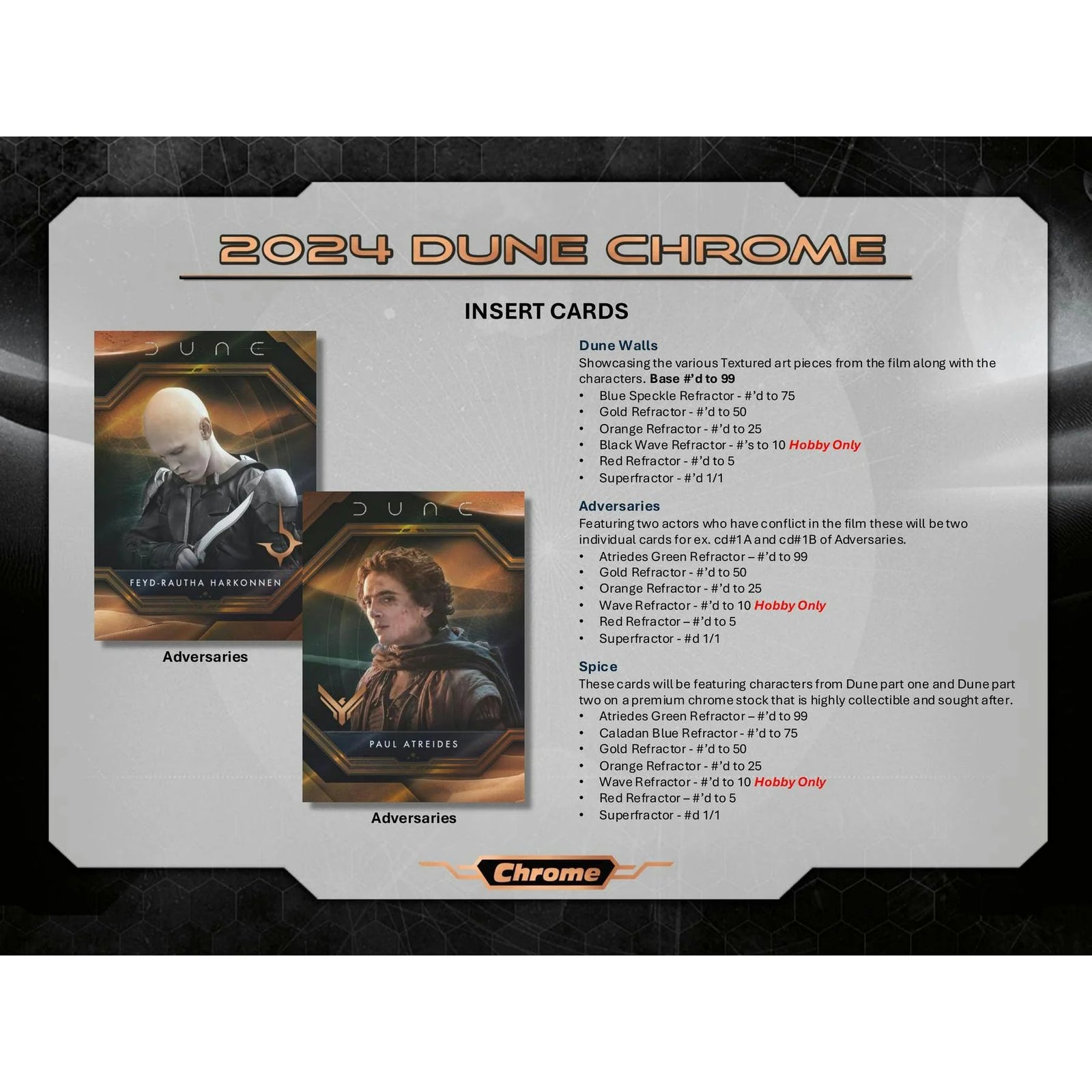 DRAFT - 2024 Topps Dune Chrome Hobby Box | Entertainment Trading Cards