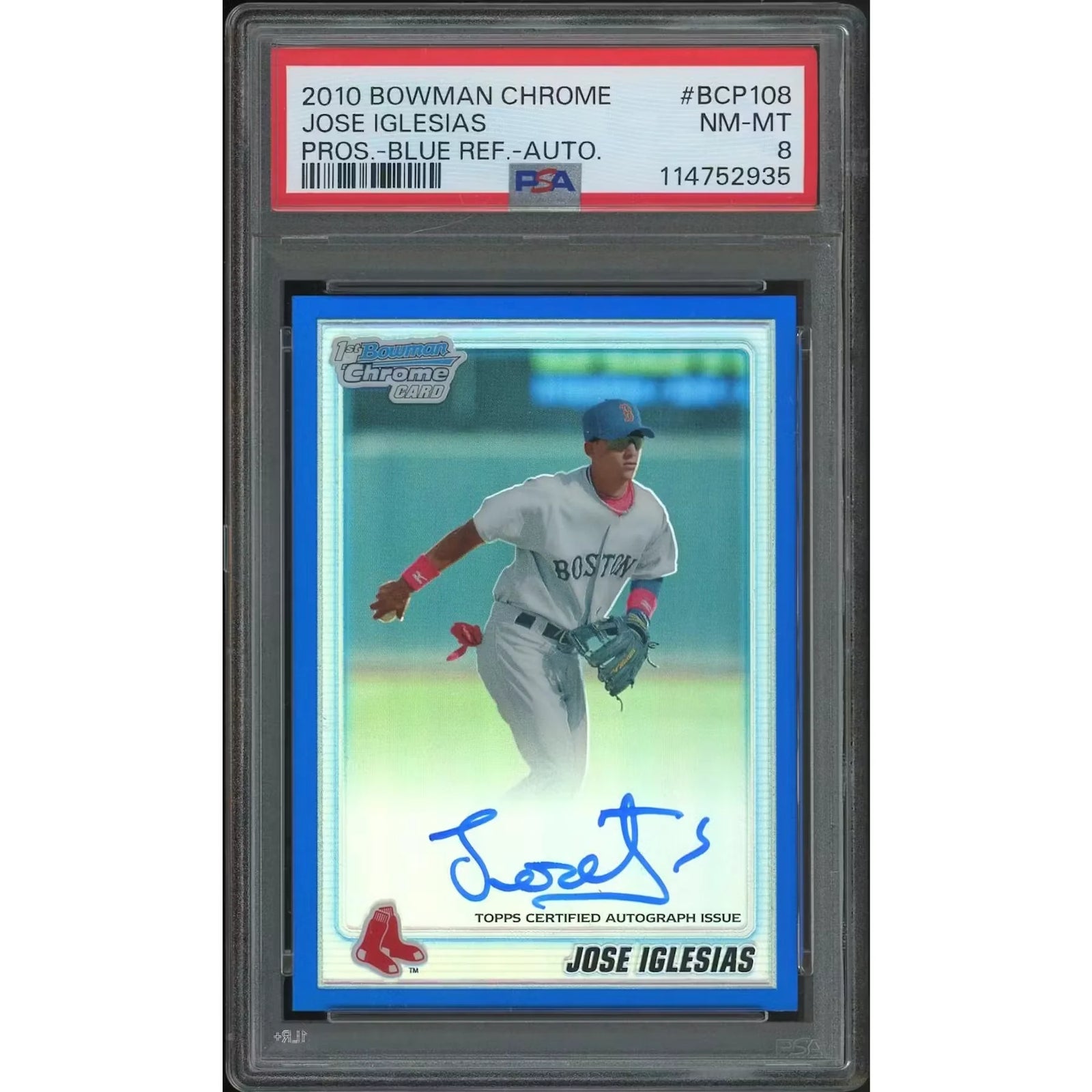 Jose Iglesias 2010 Bowman Chrome Blue Refractor Rookie Auto | PSA 8 NM-MT #149