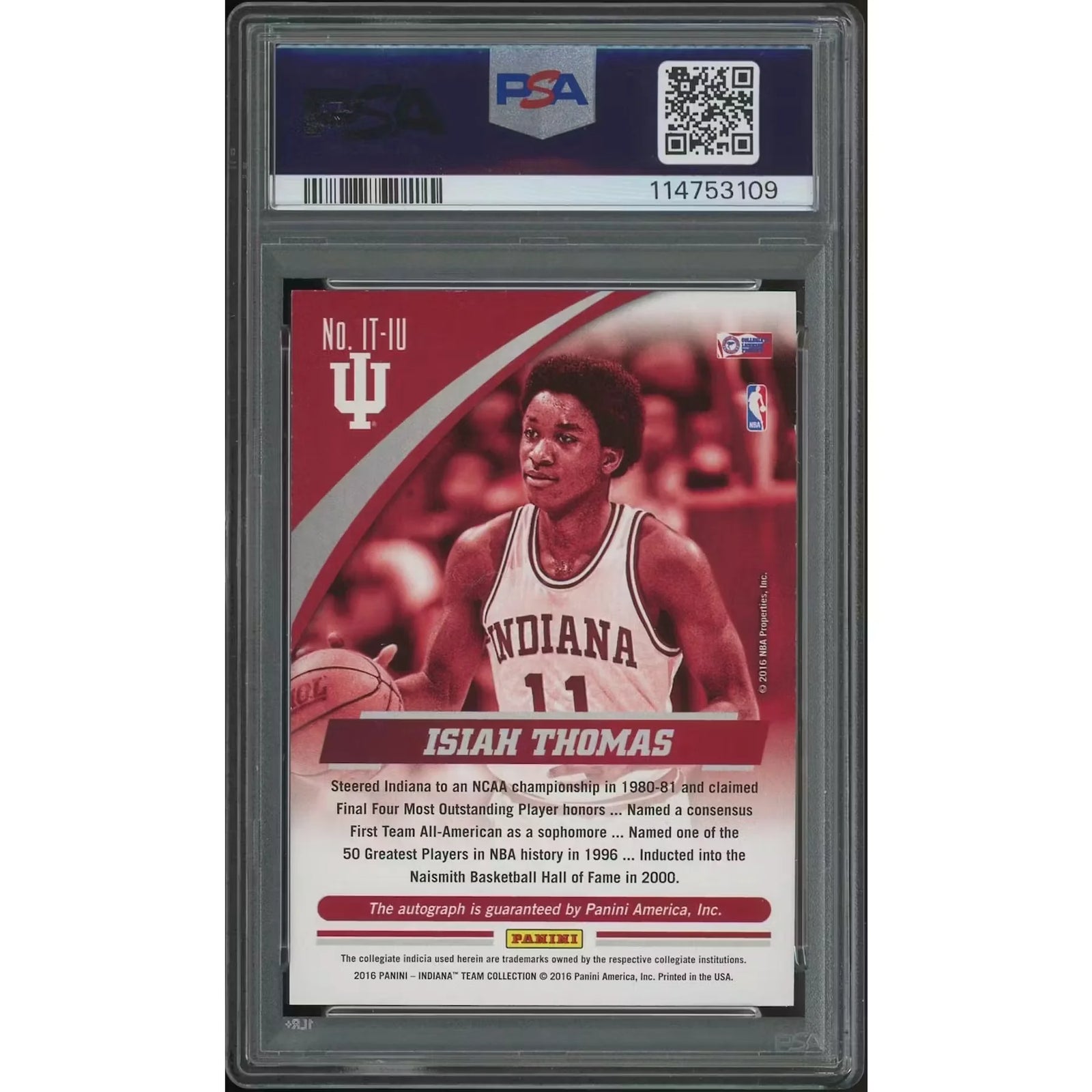 Isiah Thomas Signed 2016 Panini Indiana Gold Auto | PSA 8 NM-MT #24