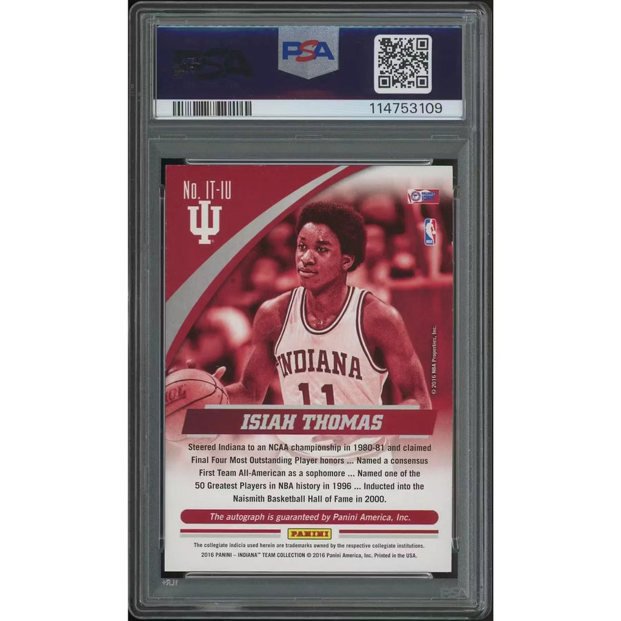 Isiah Thomas Signed 2016 Panini Indiana Gold Auto | PSA 8 NM-MT #24