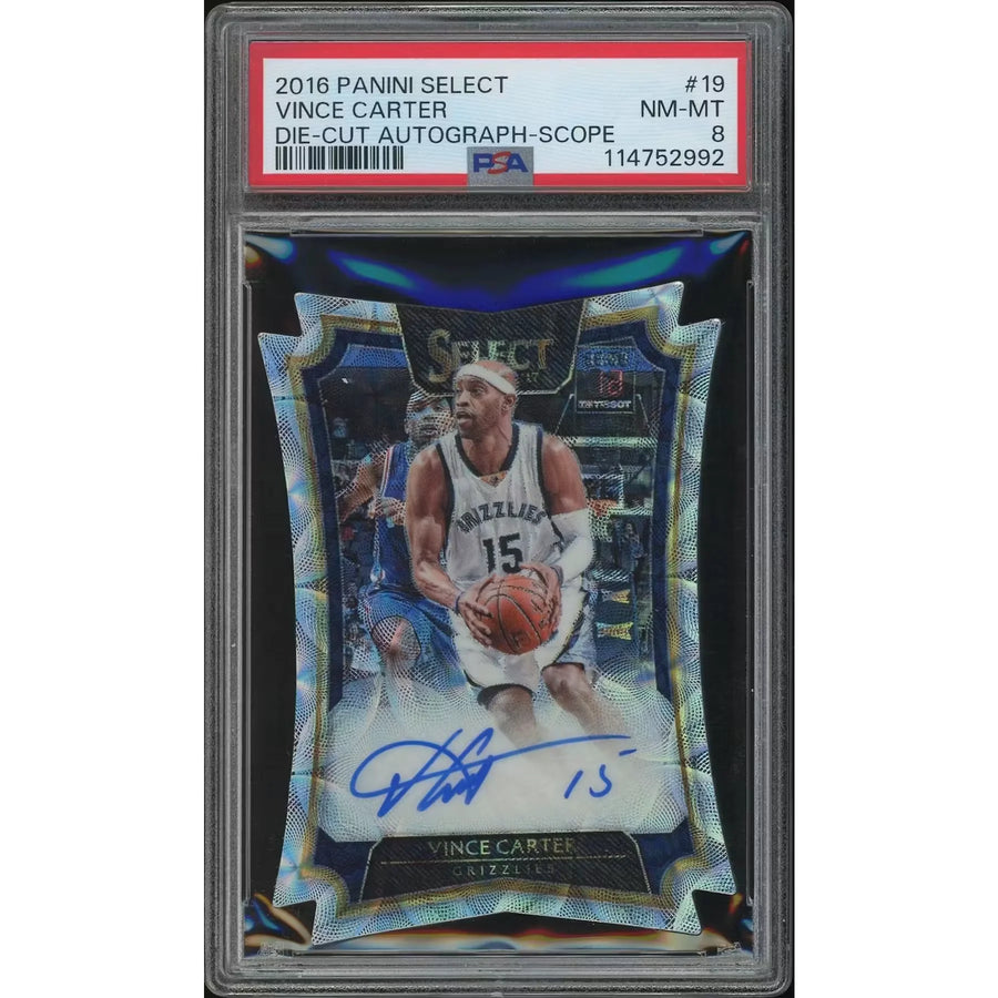 Vince Carter Signed 2016-17 Panini Select Scope Die-Cut #19 | PSA 8 NM-MT