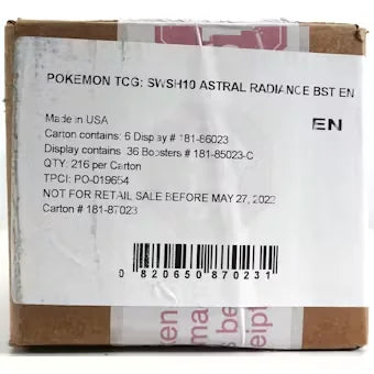 Pokemon Sword & Shield Astral Radiance Booster 6-Box Case | Sealed (Ships Sealed Only)