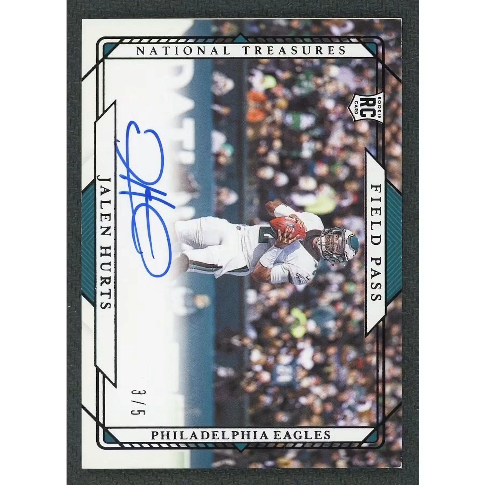 Jalen Hurts Signed 2020 Panini National Treasures Field Pass Rookie Card | Auto/5
