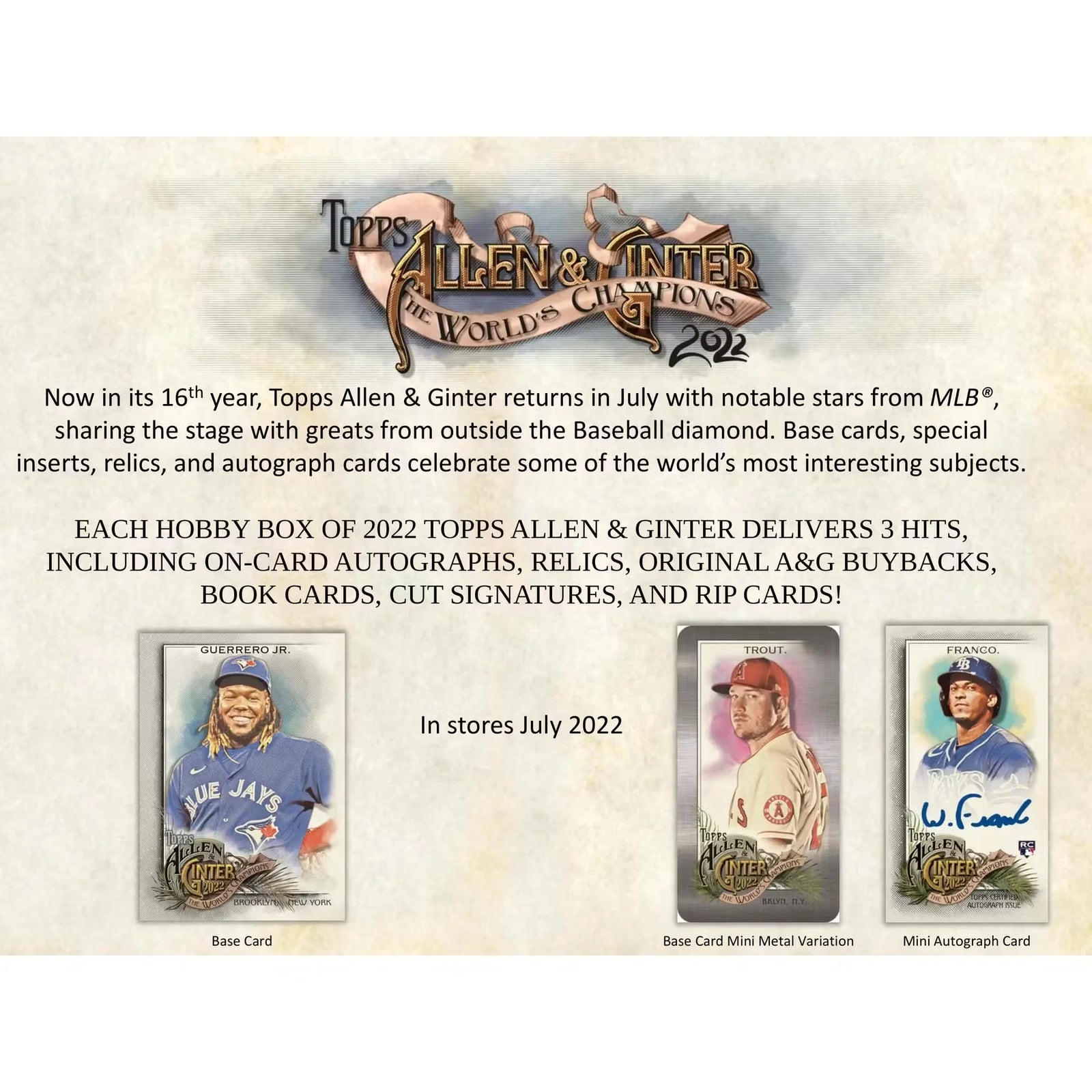 2022 Topps Allen & Ginter Baseball Hobby Box (Ships Sealed Only) - D