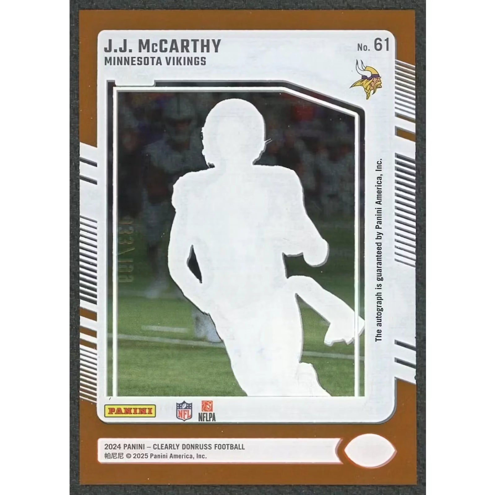 JJ McCarthy Signed 2024 Panini Clearly Donruss Orange Auto |/199