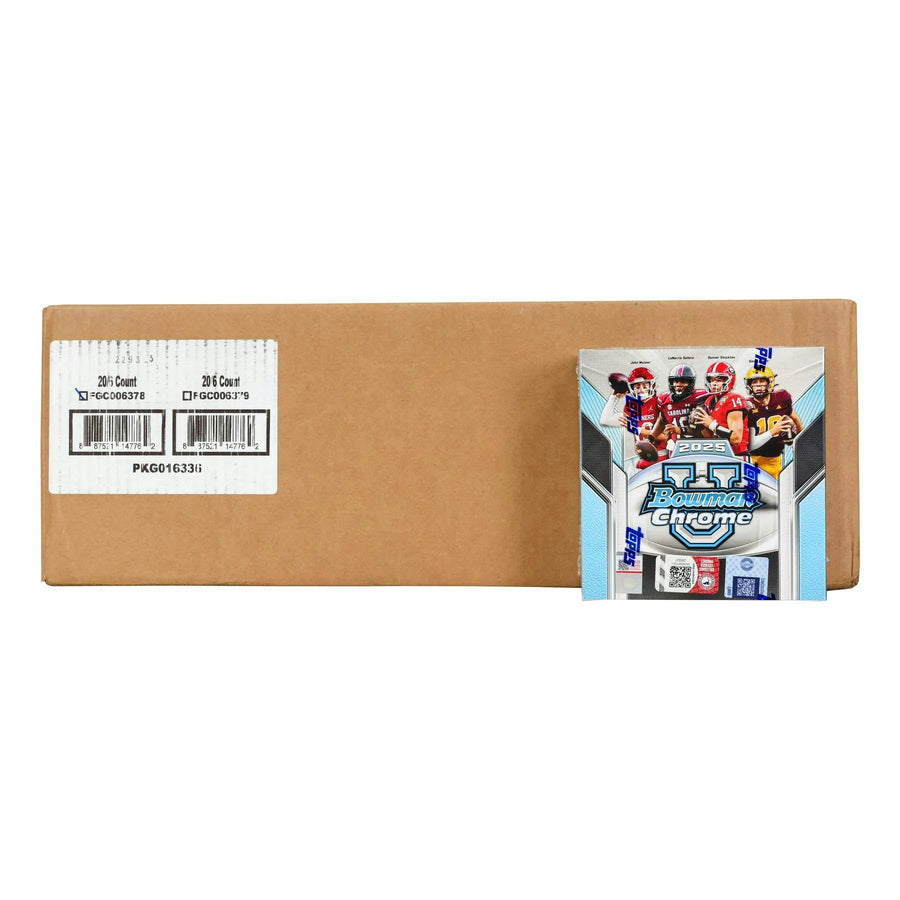 DRAFT - New 2025 Bowman University Chrome Football Mega 20-Box Case