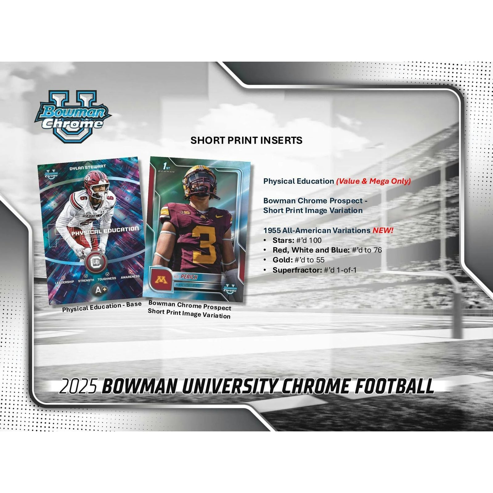 DRAFT - 2025 Bowman University Chrome Football Blaster 40-Box Case $1,299.95 Add to Cart