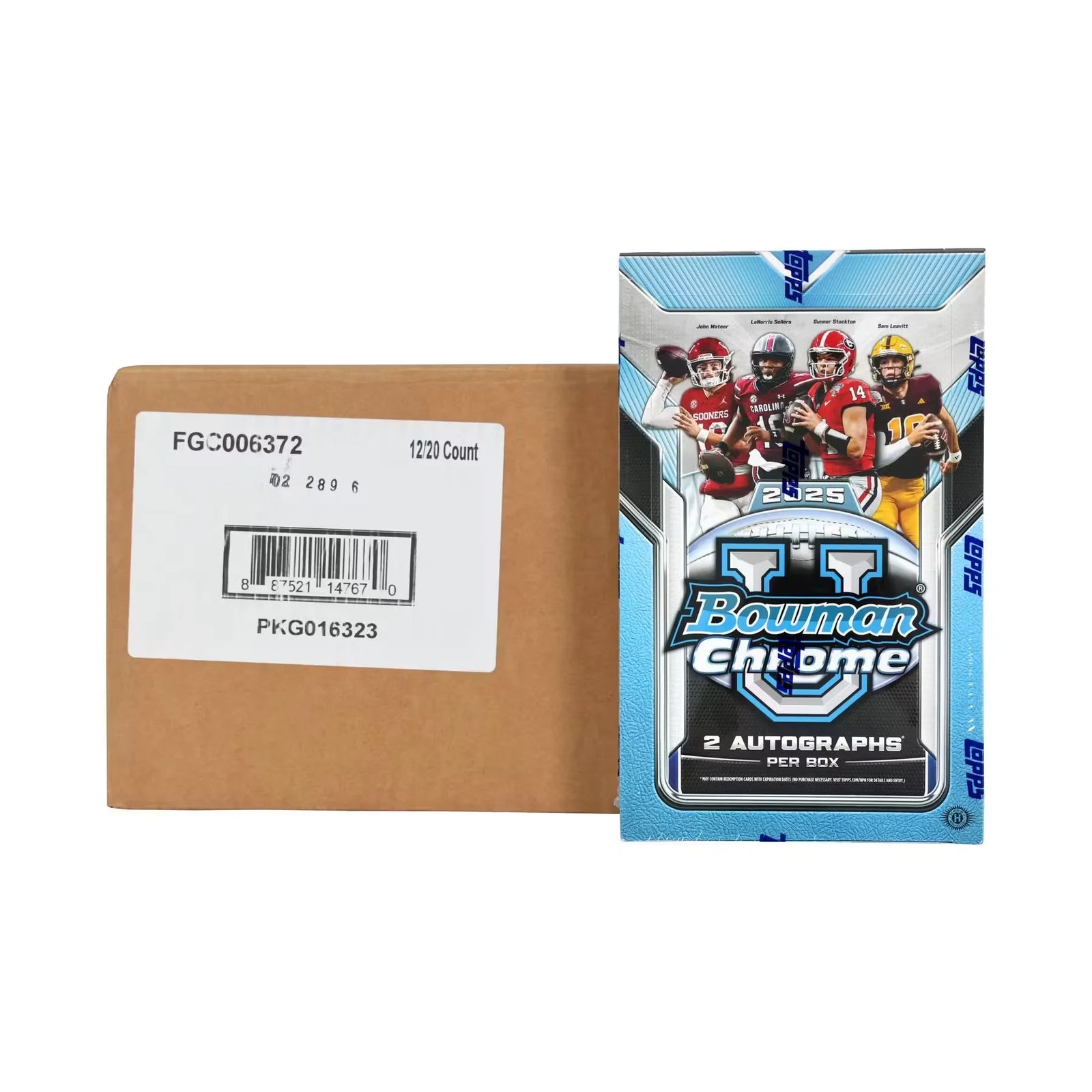 2025 Bowman University Chrome Football Hobby 12-Box Case (Ships Sealed Only) - D