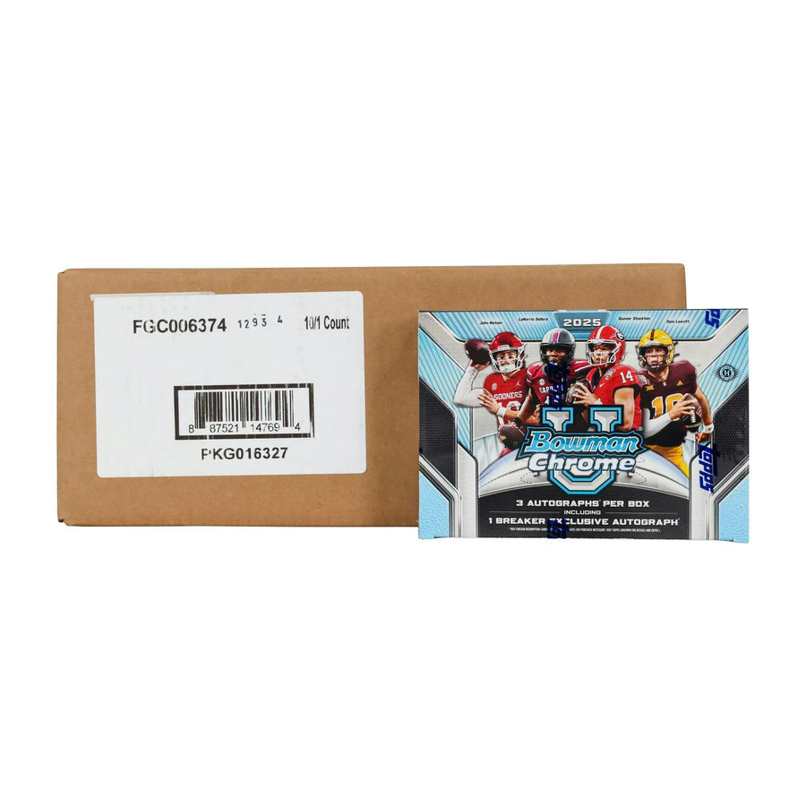 DRAFT - 2025 Bowman University Chrome Football 10-Box Case | Delight