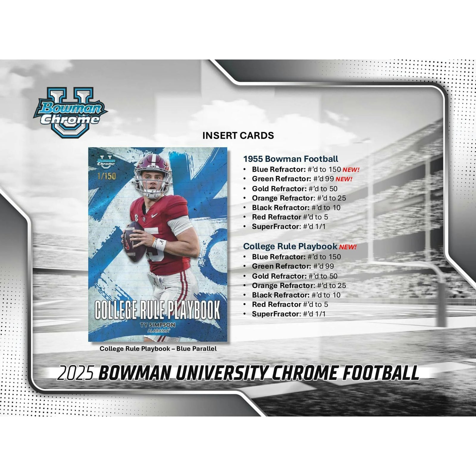 DRAFT - 2025 Bowman University Chrome Football 10-Box Case | Delight