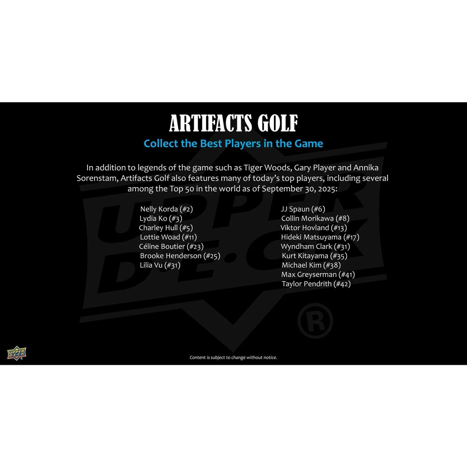 DRAFT - Presell 2026 Upper Deck Artifacts Golf Hobby 20-Box Case (Presell) Releases Jun. 24th, 2026