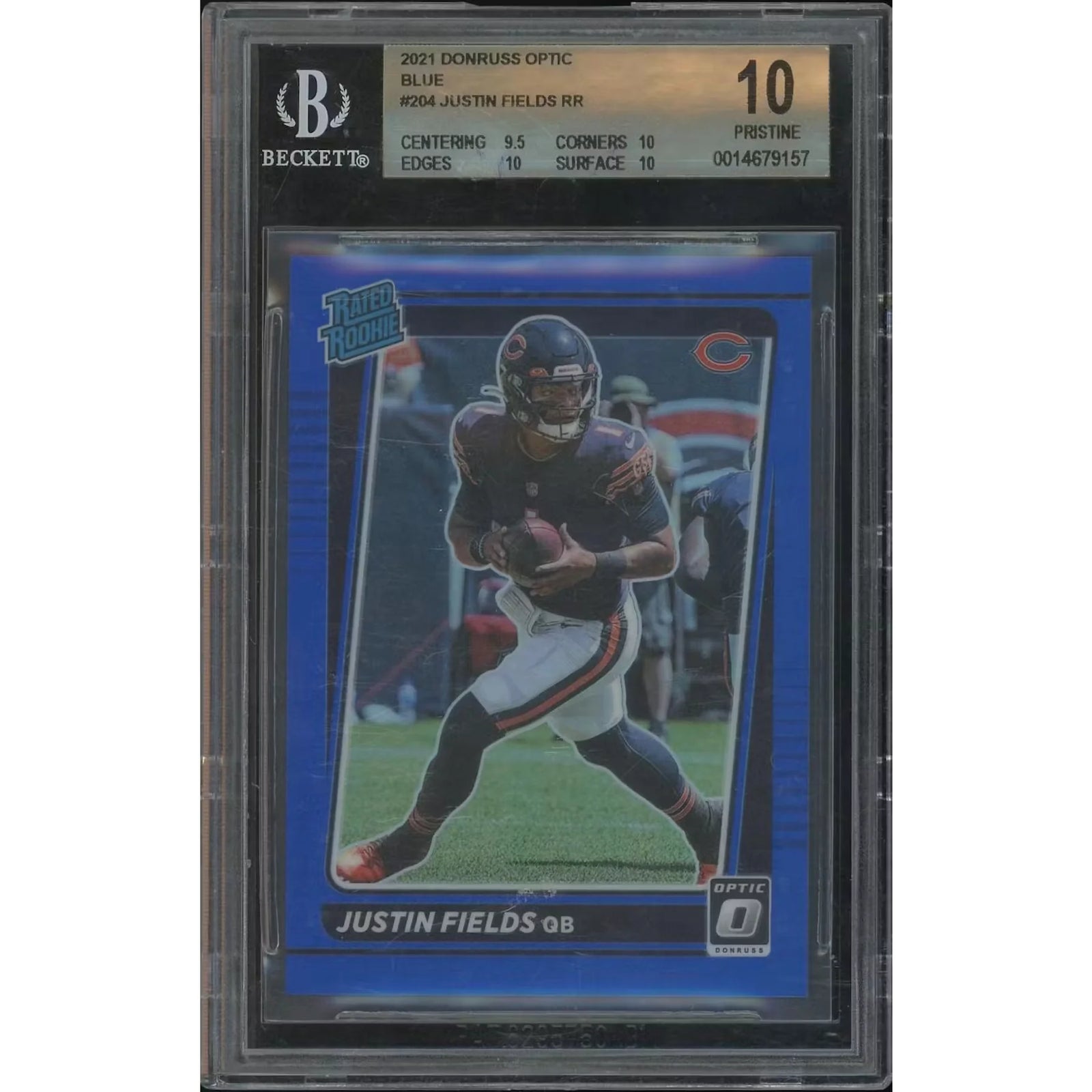 Justin Fields 2021 Donruss Optic Blue Rated Rookie #017/179 | BGS 10