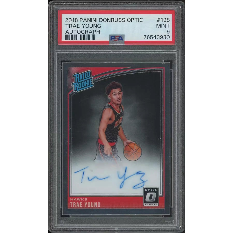 Trae Young 2018-19 Donruss Optic #198 Rated Rookie Auto | PSA 9