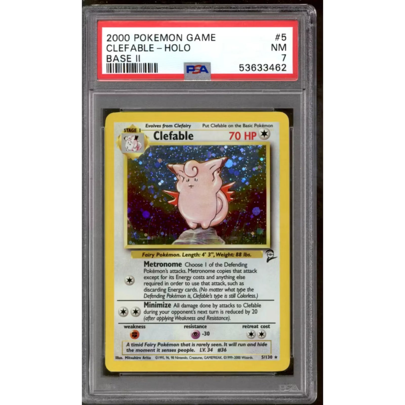 Pokemon Base Set 2 Clefable 5/130 | PSA 8