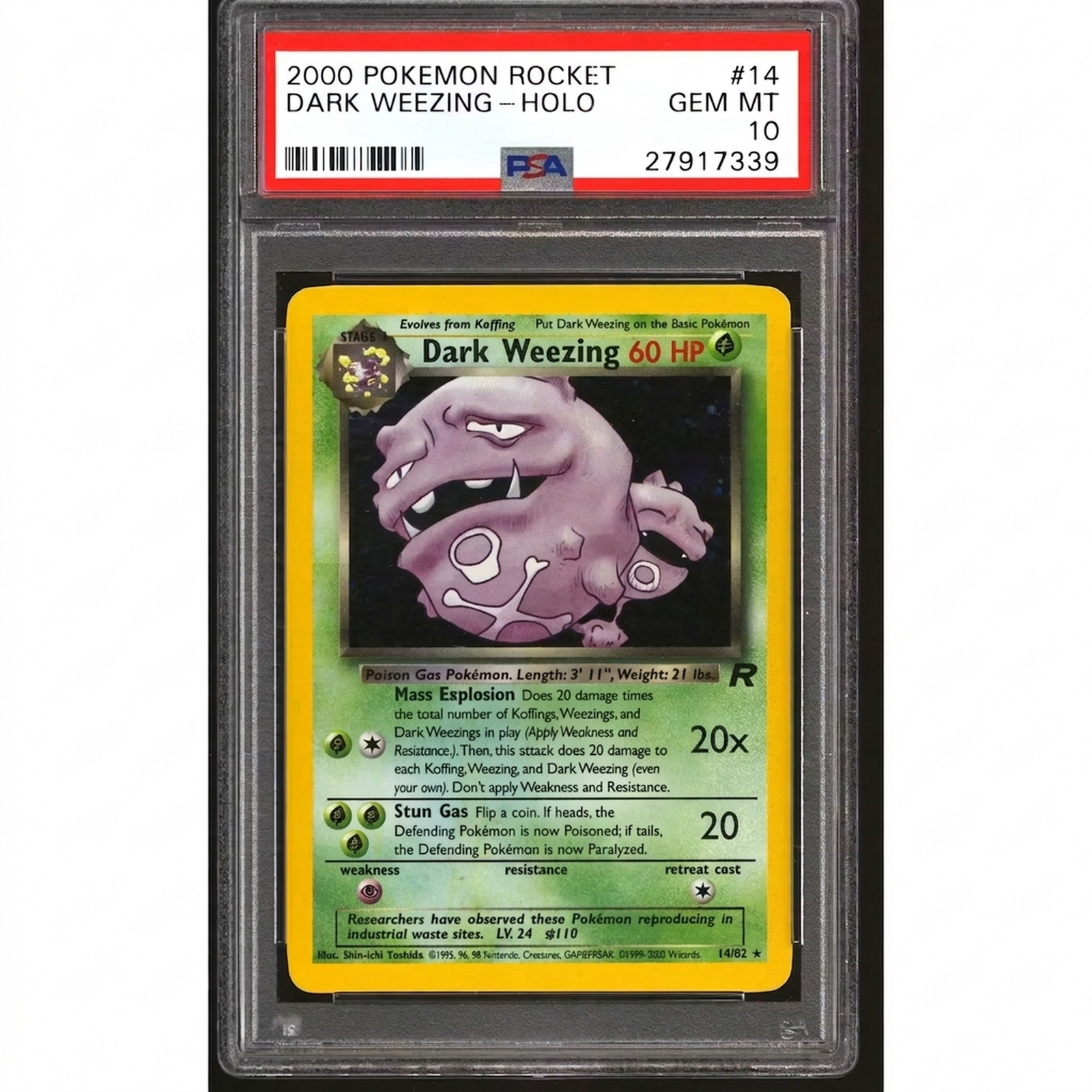 Pokemon Dark Weezing 14/82 PSA 10 Gem Mint | Team Rocket