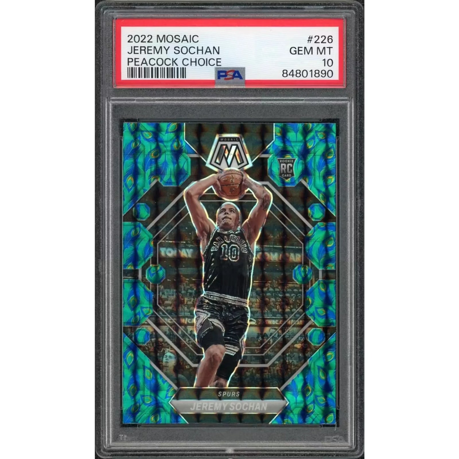 Jeremy Sochan 2022-23 Panini Mosaic Choice Peacock Rookie #226 | PSA 10