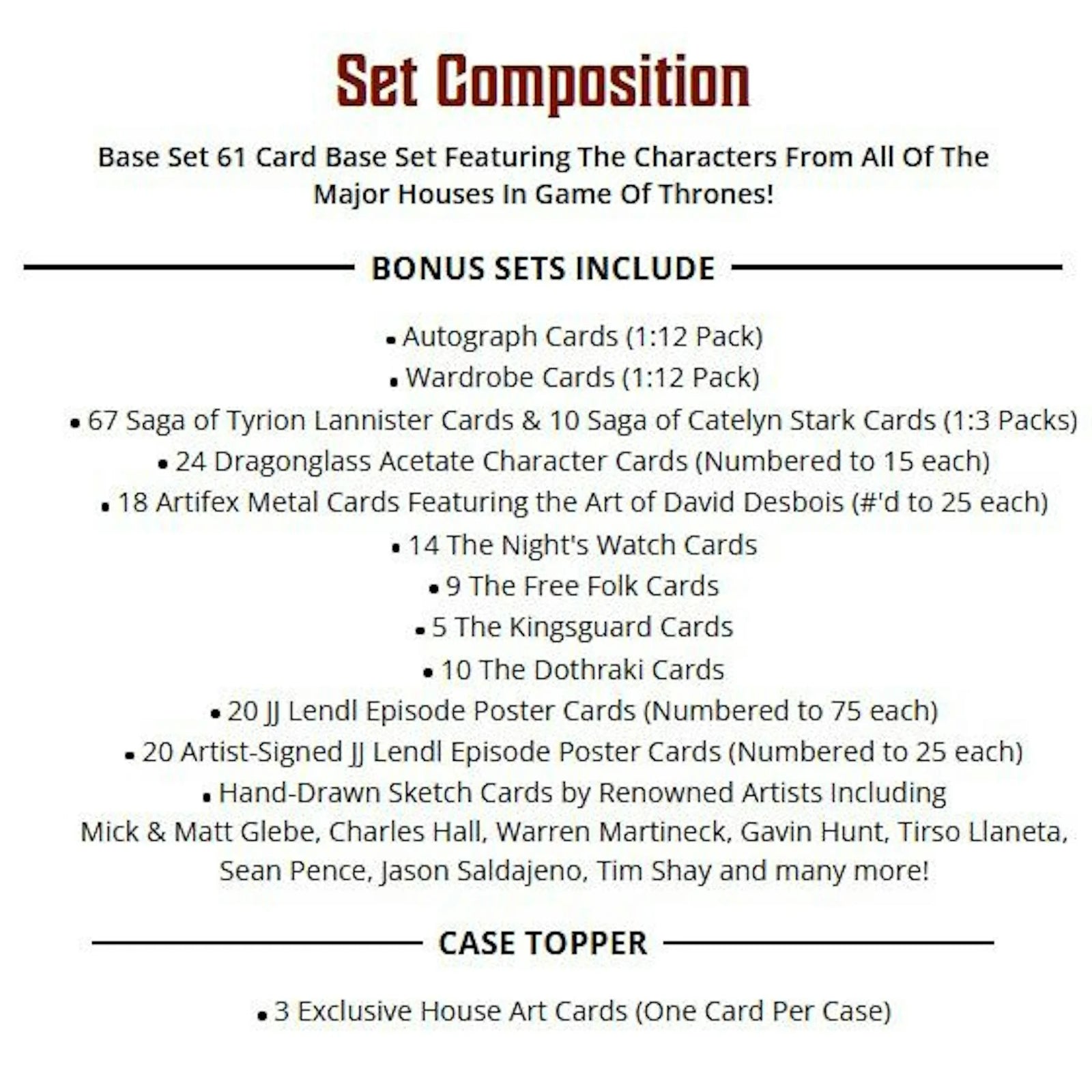 DRAFT - Game of Thrones The Great Houses Hobby 20-Box Case | 2025 Rittenhouse
