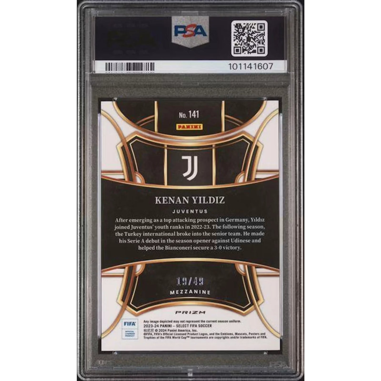 Kenan Yildiz 2023-24 Panini Select Orange/49 | PSA 10