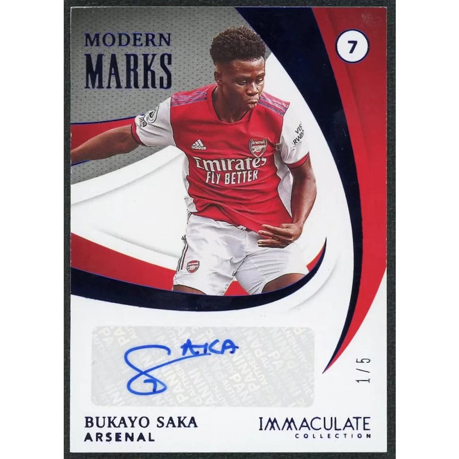 Bukayo Saka Signed 2021 Panini Immaculate Modern Marks Card | Auto/5