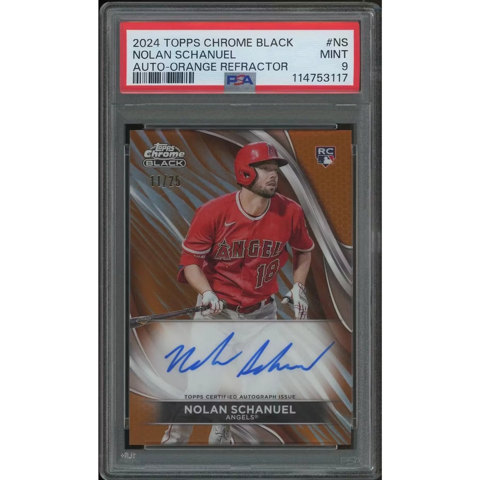 Nolan Schanuel Signed 2024 Topps Chrome Black Rookie #11 Card | PSA 9