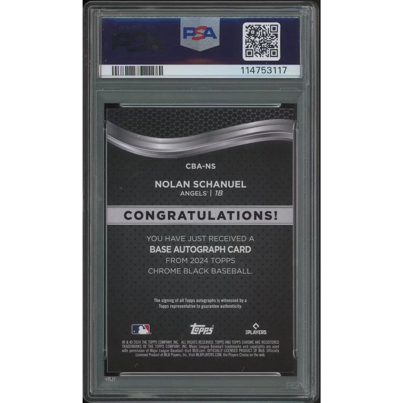 Nolan Schanuel Signed 2024 Topps Chrome Black Rookie #11 Card | PSA 9