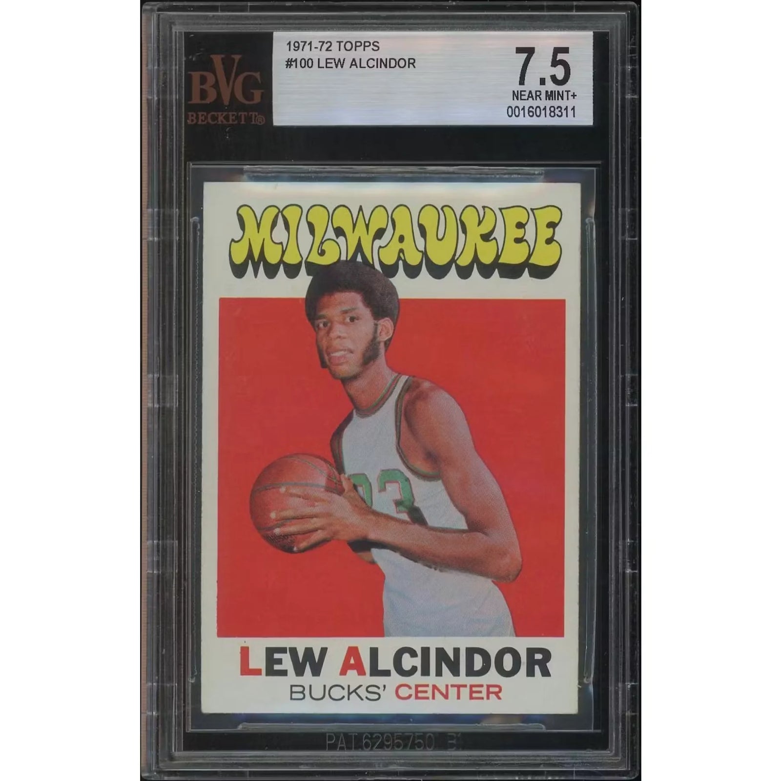 1971-72 Topps Basketball Lew Alcindor #100 Card | BVG 7.5 NM+