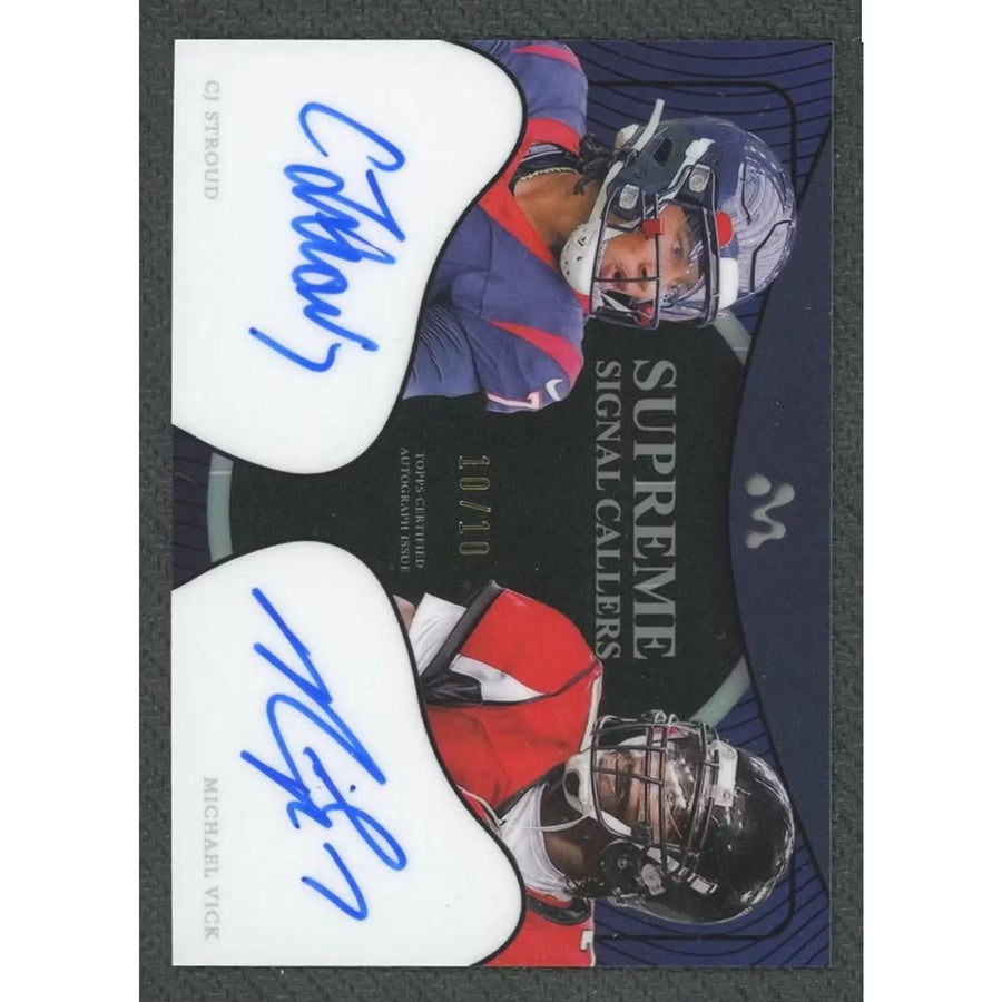CJ Stroud and Michael Vick Signed Trading Card | 2023-24 Topps Mercury Supreme Signal Call