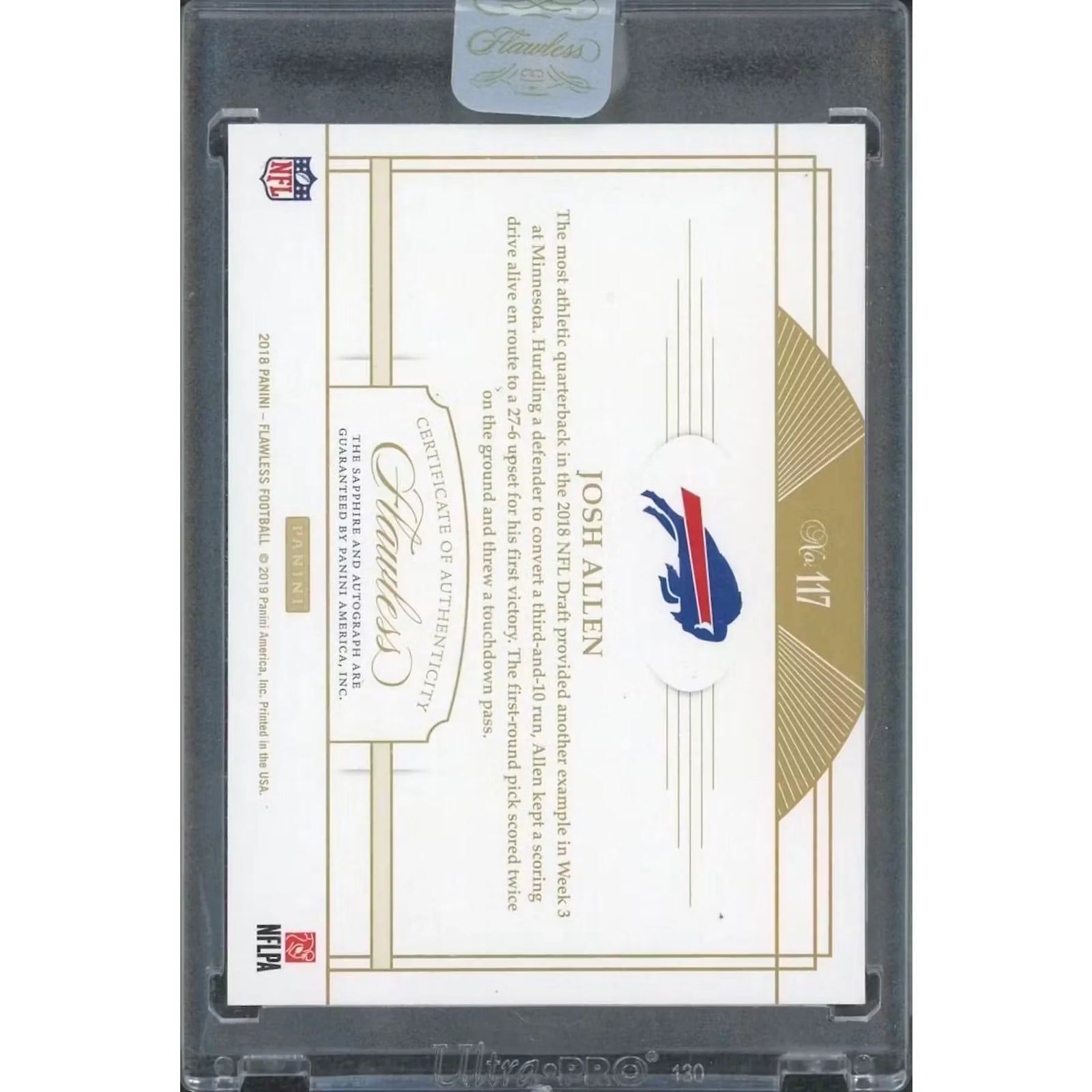 Josh Allen 2018 Panini Flawless Sapphire Rookie Auto |/15