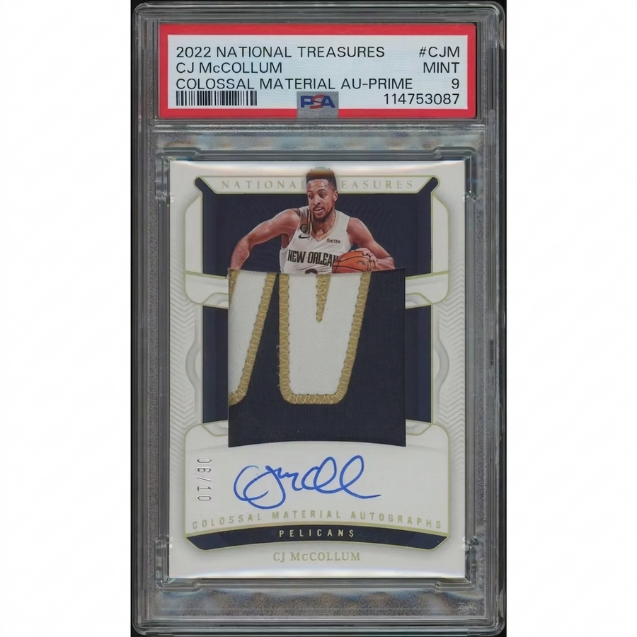 CJ McCollum Signed 2022-23 Panini National Treasures #06 Card | PSA 9 Mint