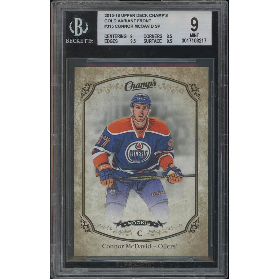 Connor McDavid 2015-16 Upper Deck Champ's #315 Gold Variant Rookie | BGS 9 MINT