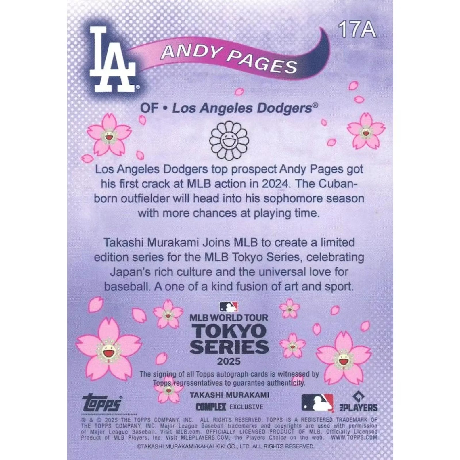 Andy Pages Signed 2025 Topps MLB World Tour Tokyo #17A Card | Gold Autograph/50