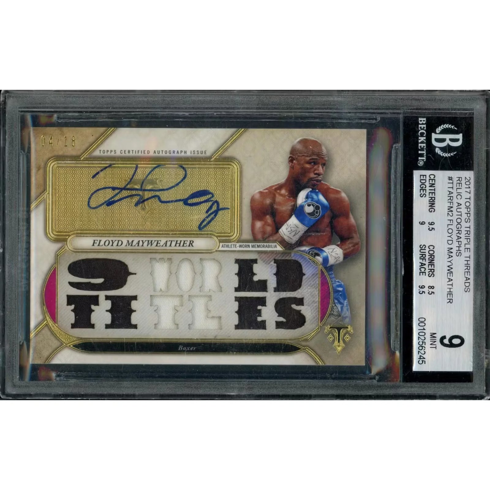 Floyd Mayweather Jr. Signed 2017 Topps Triple Threads Card | BGS 9