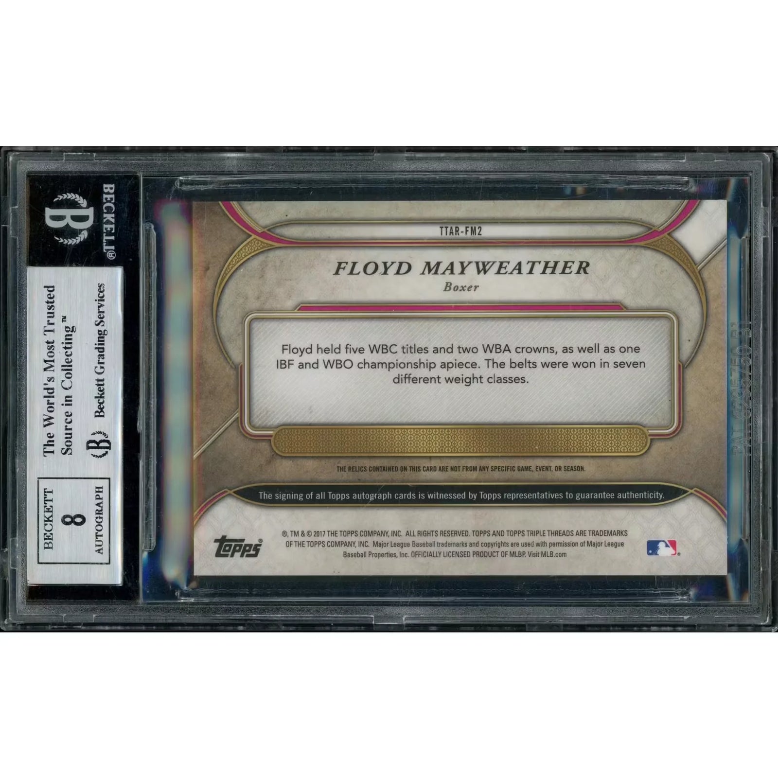 Floyd Mayweather Jr. Signed 2017 Topps Triple Threads Card | BGS 9