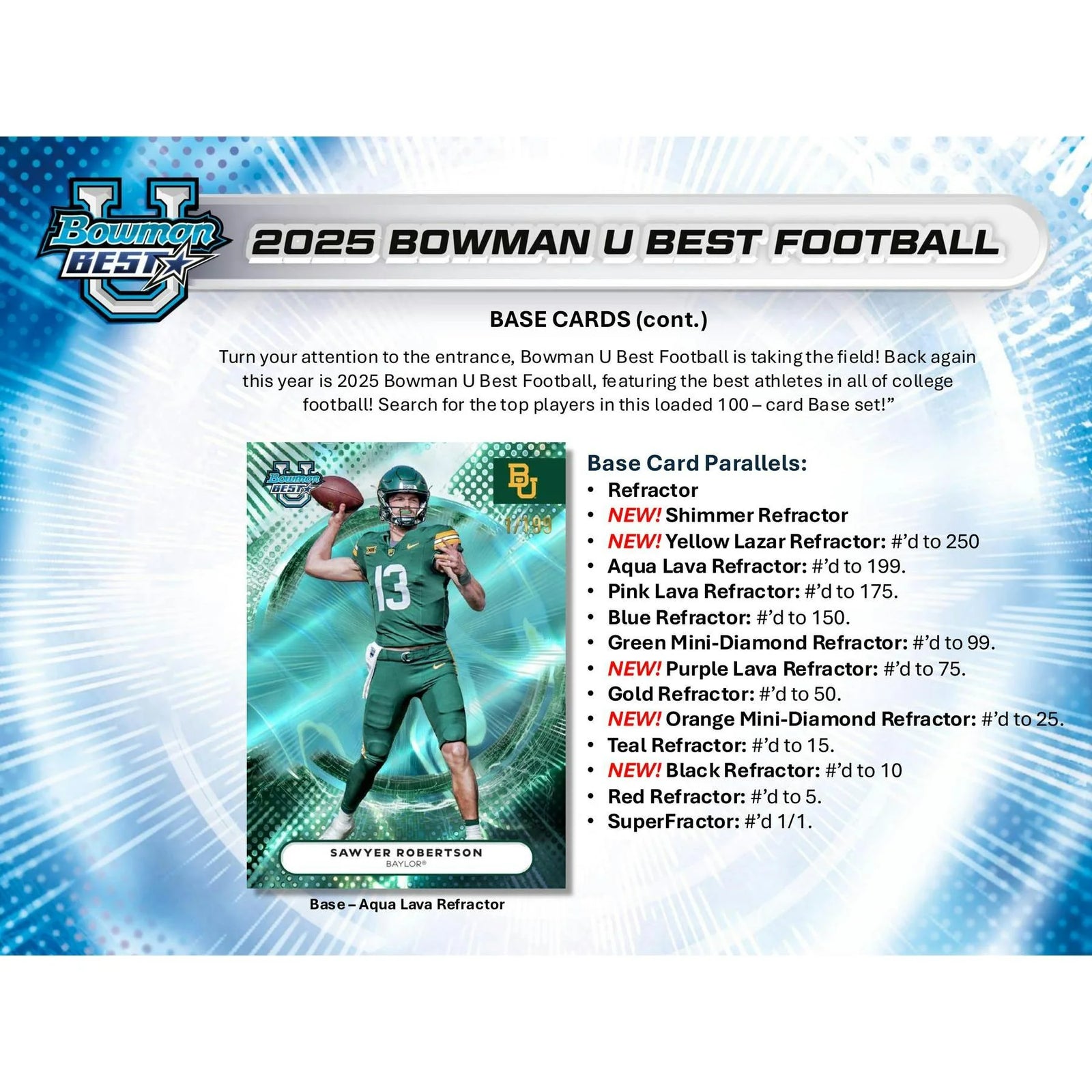 DRAFT - 2025 Bowman University Best Football Hobby Box $299.95 Add to Cart