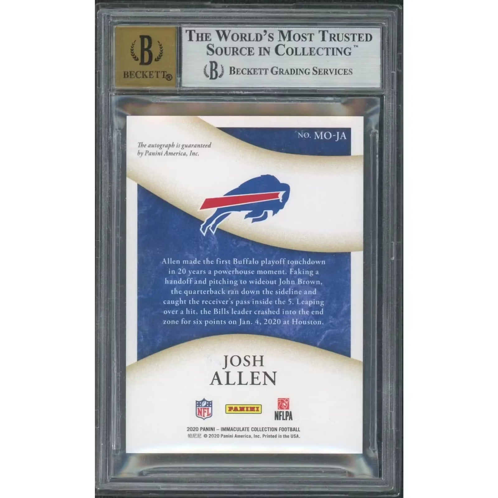 Josh Allen Signed 2020 Panini Immaculate Card | BGS 9/25