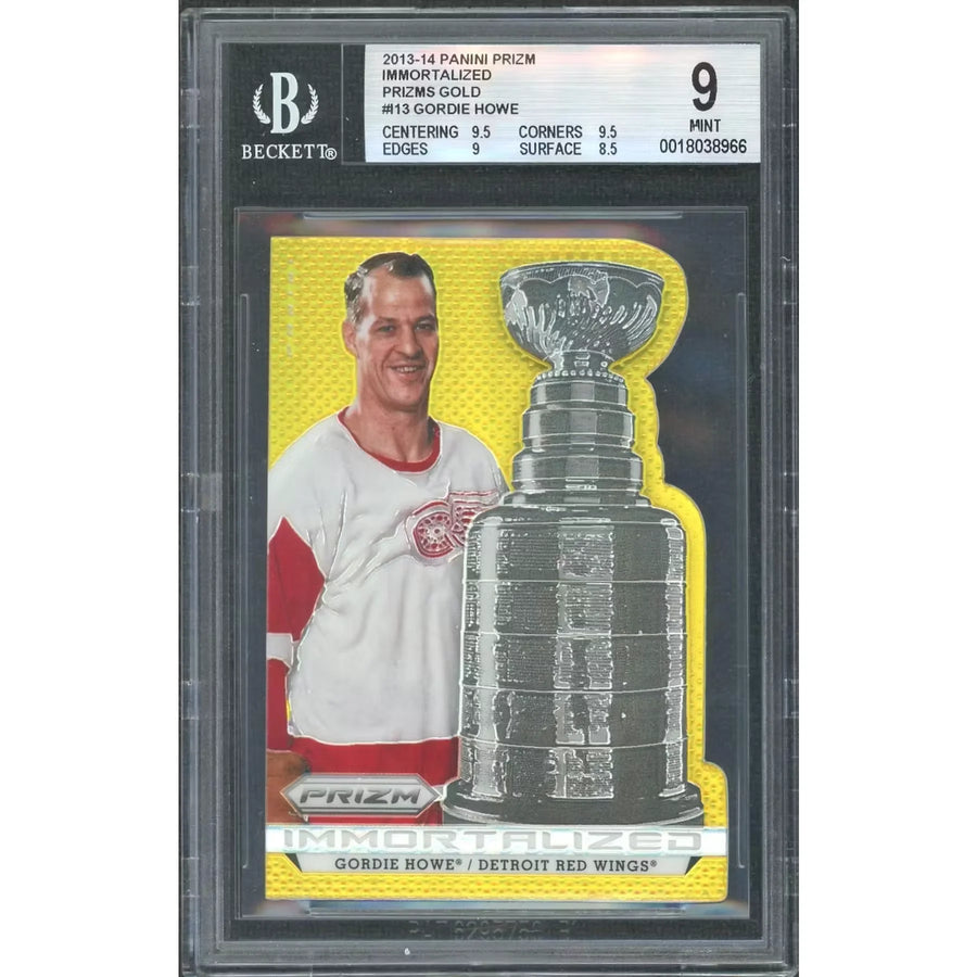 Gordie Howe Signed 2013-14 Panini Prizm Immortalized Gold Card | BGS 9