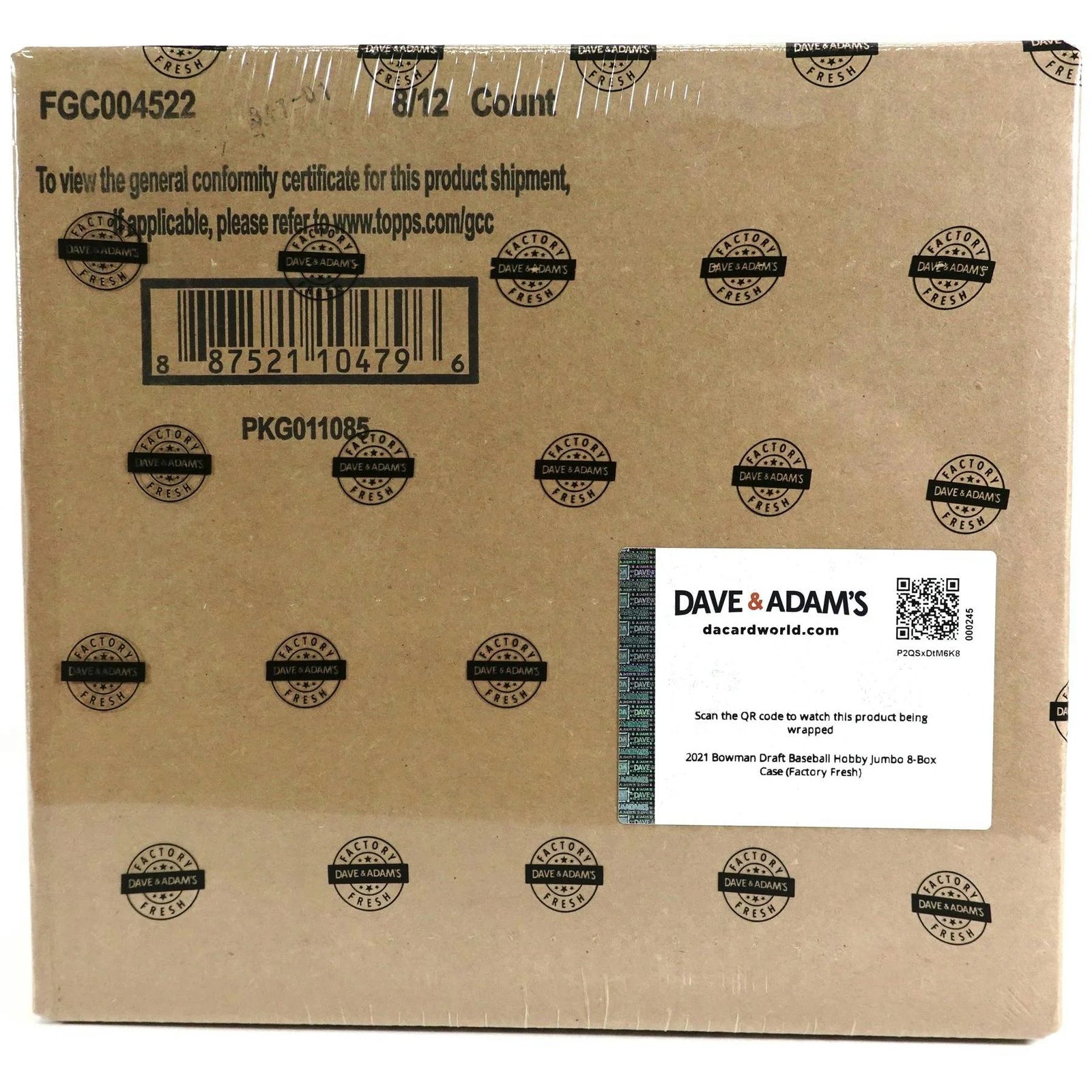 DRAFT - Just In 2021 Bowman Draft Baseball Hobby Jumbo 8-Box Case (Factory Fresh)