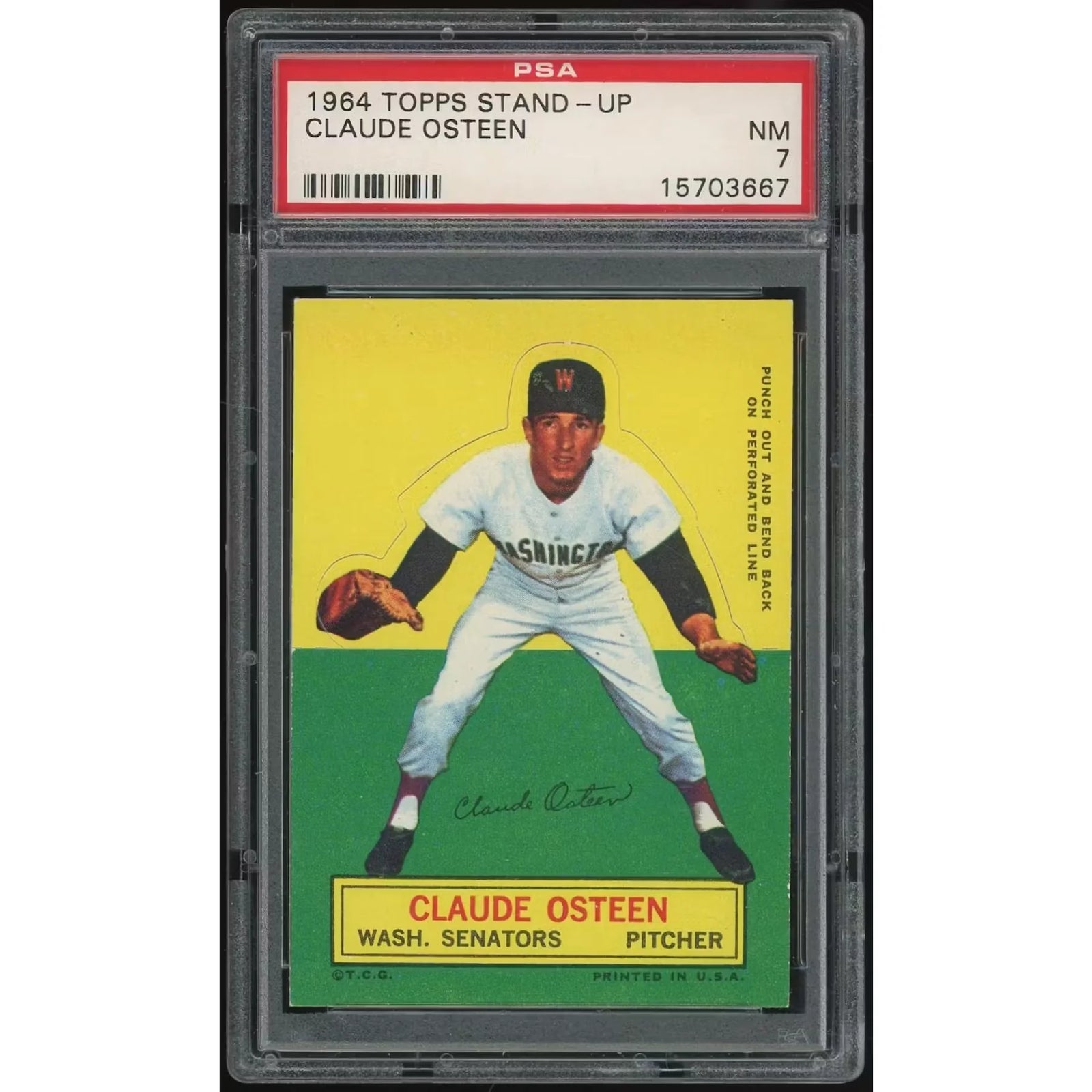 Claude Osteen 1964 Topps Stand Up Card | PSA 7