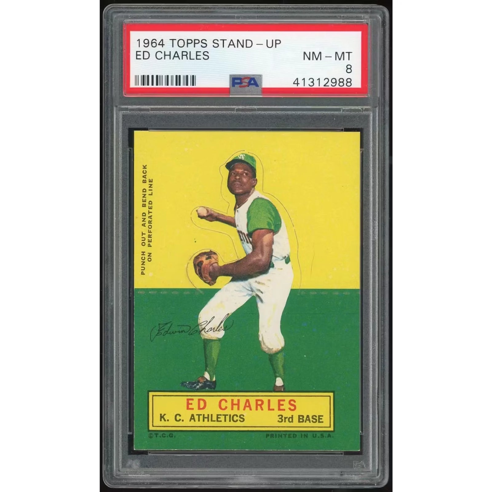 Ed Charles 1964 Topps Stand Up Card | PSA 8