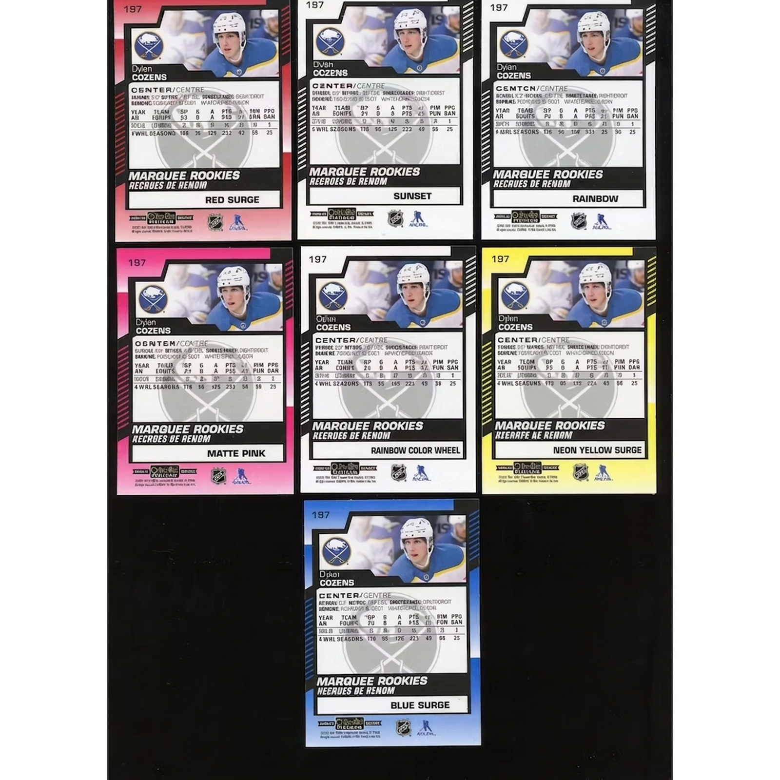 2020-21 O-Pee-Chee Platinum Dylan Cozens Marquee Rookies Rainbow Set (14 Cards)
