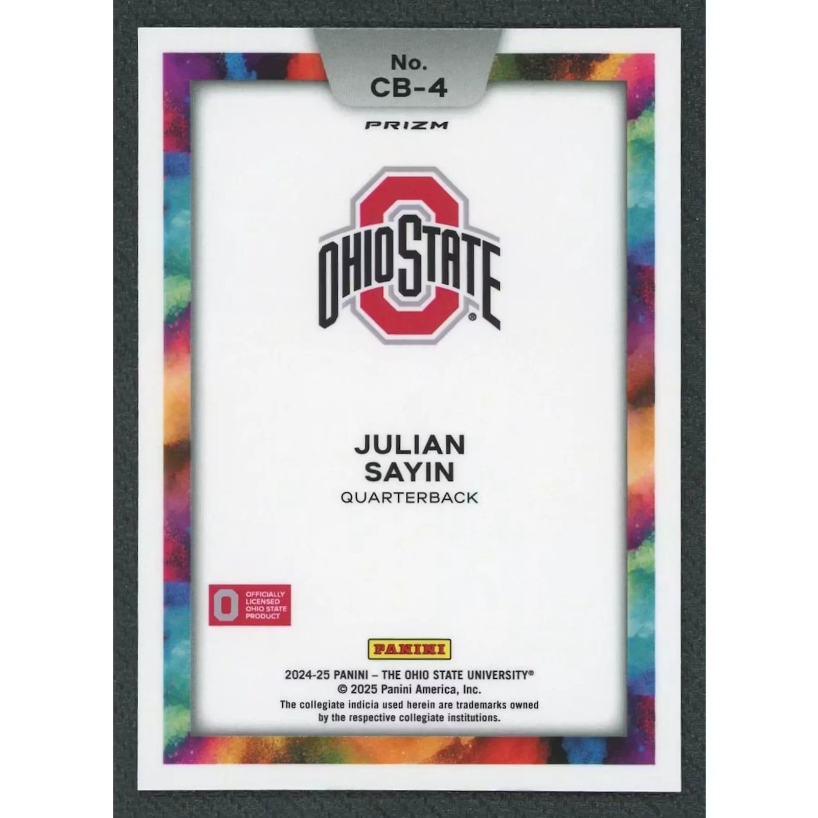 Julian Sayin 2024-25 Panini NIL Prizm Color Blast Card | CB-4