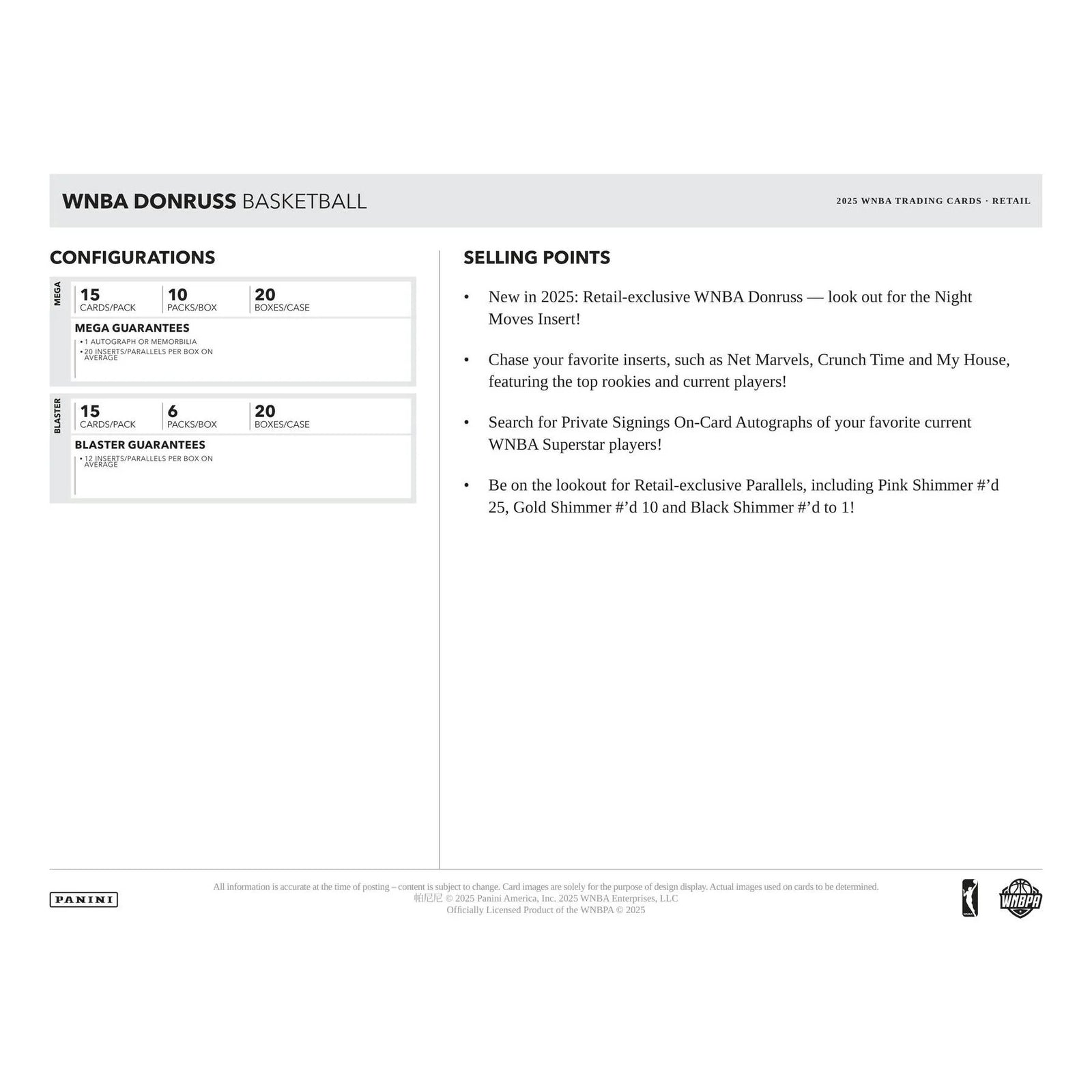DRAFT - 2025 Panini Donruss WNBA Basketball Mega Box