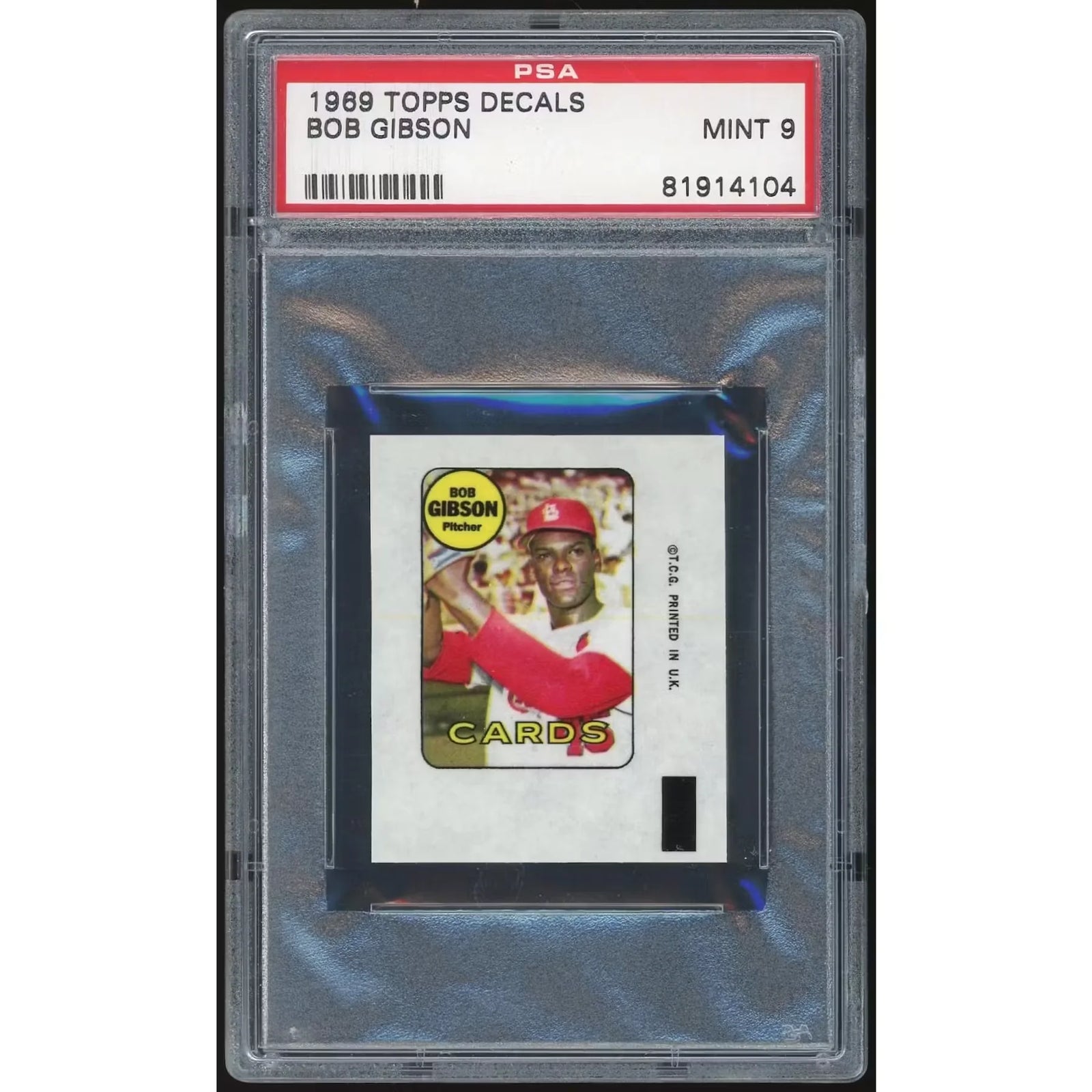 Bob Gibson Signed 1969 Topps Decals | PSA 9